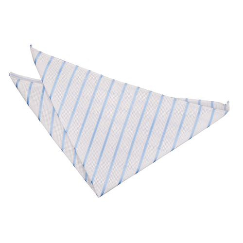 Single Stripe Handkerchief - White & Baby Blue