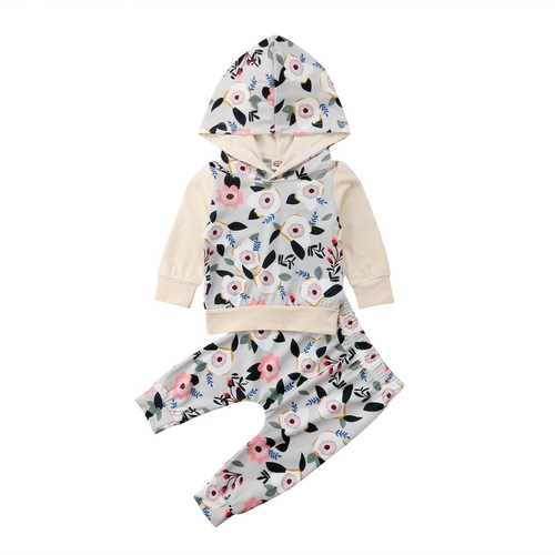 Newborn Infant Kids Baby Girls Floral Hooded