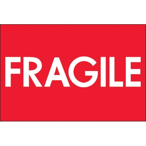 Tape Logic DL1082 3 x 5 in. - Fragile High Gloss Labels, Red & Whi