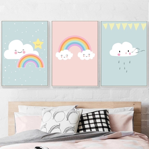 Cloud Rainbow Nordic Poster Wooden Hanger