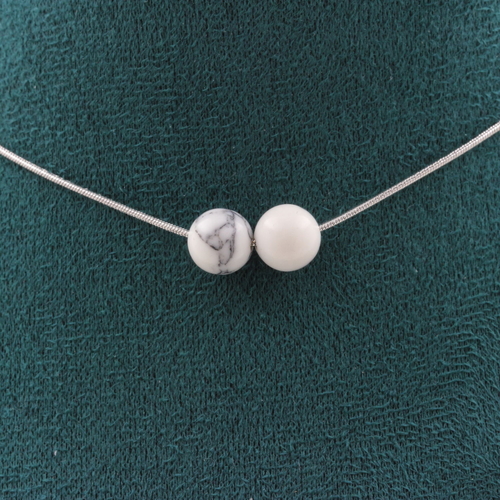 Howlite 8 mm 2 beads necklace. 