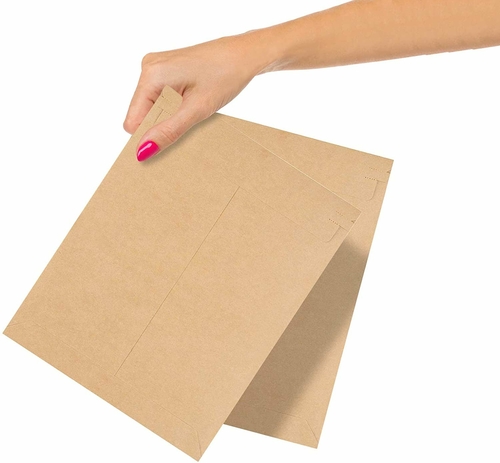 Pack of 25 Natural Kraft Stay Flat Mailers 7x9. Brown Cardboard