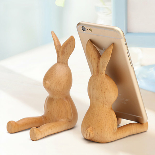 Wooden Rabbit Phone Holder