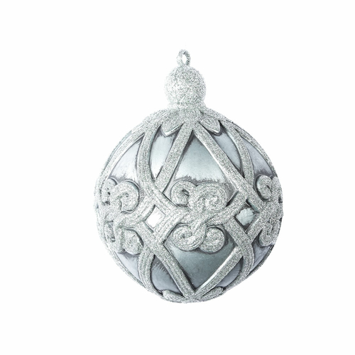 Vickerman MC194025 8 in. Limestone Antique Swirl Ball Ornament