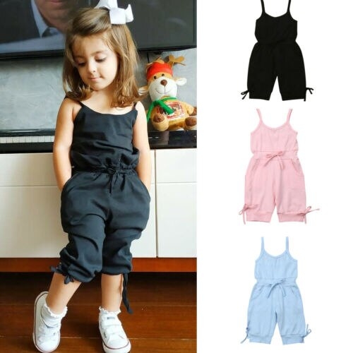 1 6Y Summer Cute Toddler Baby Girl Solid Romper