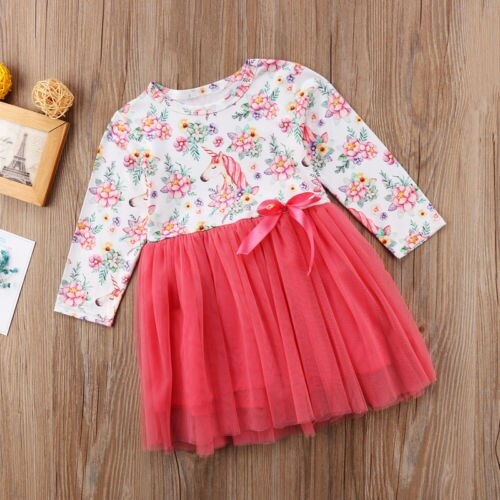Newborn Baby Girls Unicorn Long Sleeve Tutu