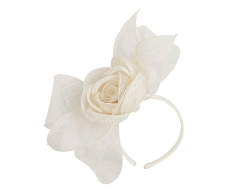 Large cream sinamay bow racing fascinator