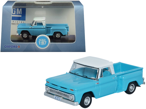 1965 Chevrolet C10 Stepside Pickup Truck Light Blue with White Top