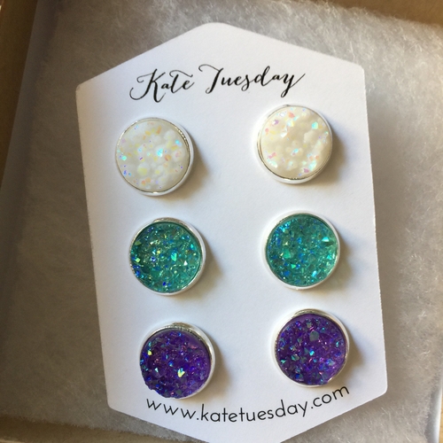 Ilyse Set of 12mm Druzy Earrings