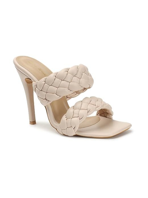 Retro Walk Fashionable Braided Heels (Size-UK-8) (Color-CREAM )