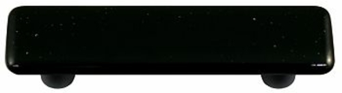 Hot Knobs HK1043-PB Black Rectangle Glass Cabinet Pull - Black Post