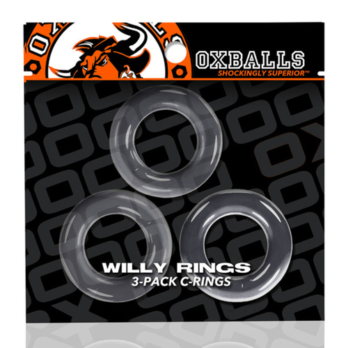 Tri Ring Cock Cage Oxballs Willy Rings Pack Clear (3 uds)