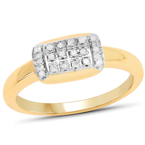 14K Yellow Gold Plated 0.12 Carat Genuine White Diamond .925 Sterling