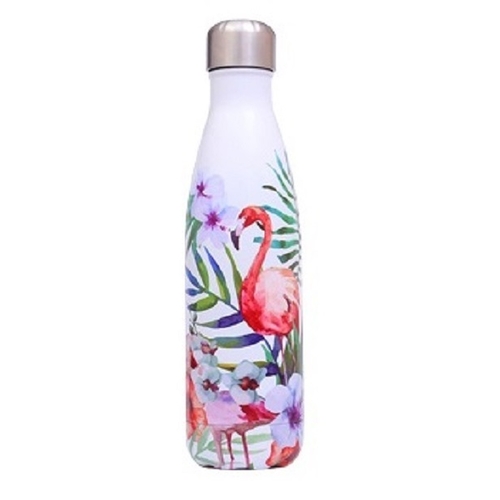 Bouteille isotherme en inox (500ml), motifs flamants roses