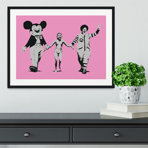Banksy Mickey and Ronald Pink Framed Print
