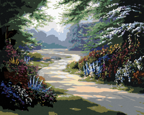 Zuty - Paint by Numbers - PATH BETWEEN TREES AND FLOWERS (NORTHERN