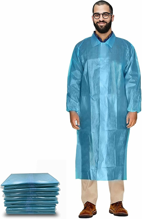 Disposable Lab Coats. Pack of 40 Adult SMS Labcoats. X-Large Blue