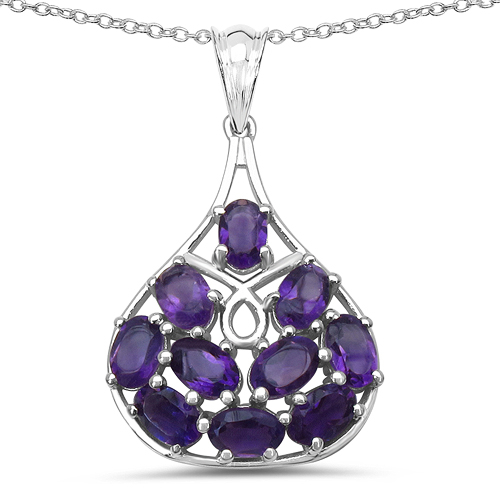 4.50 Carat Genuine Amethyst .925 Sterling Silver Pendant
