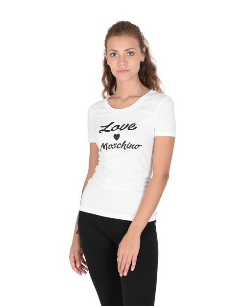 Love Moschino Womens T-Shirt W 4 H19 28 E 1951 A00 OPTICAL WHITE