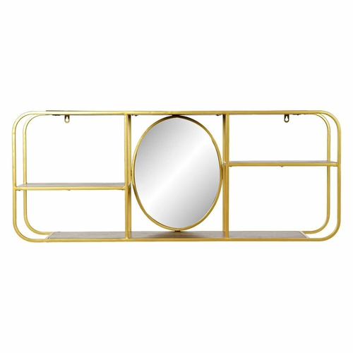 Wall mirror DKD Home Decor Mirror Golden Metal Wood Brown (100 x 18 x