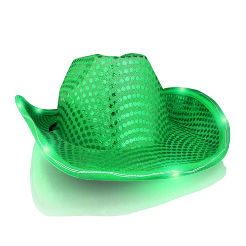 Blinkee 3996600 LED Flashing Cowboy Hat with Green Sequins