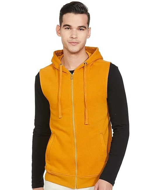 Men's Cotton Hooded Neck Regular Fit Tshirt (Size-S) (Color-YELLOW)