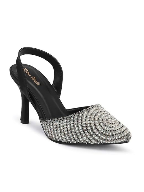 Retro Walk Women Pointed Toe Kitten Heels (Size-UK-7) (Color-BLACK)