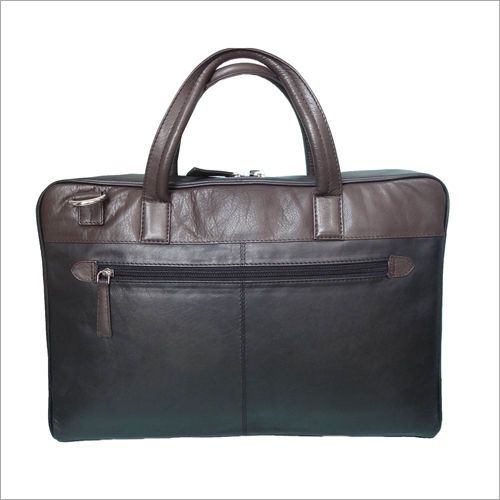 Leather Office Bag dark brown & black