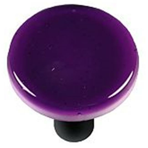 Hot Knobs HK1045-KRB Violet Striker Round Glass Cabinet Knob - Black P