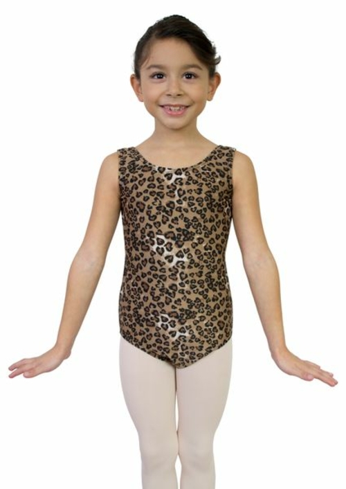 Child Coffee Leopard Print Tank Leotard 