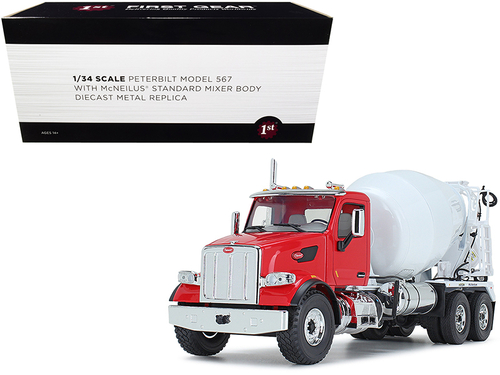 Peterbilt 567 with McNeilus Standard Mixer Red and White 1/34 Diecast