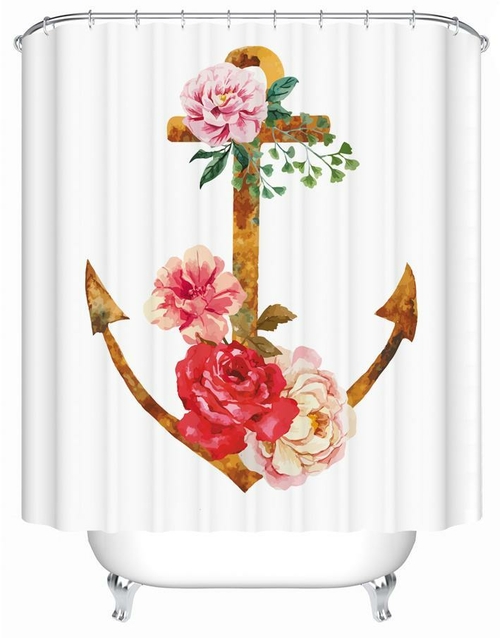 Rusty And Floral Anchor Shower Curtain