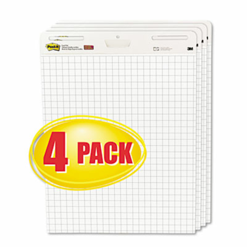 3M 560VAD4PK Self-Stick Easel Pads  Quad Rule  25 x 30  White  4 30-Sh