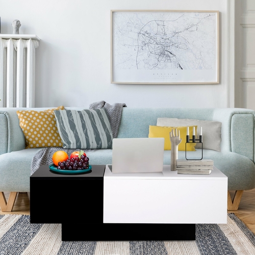 HOMCOM Modern Rectangular Wooden Coffee Table with Slide Top Trunk