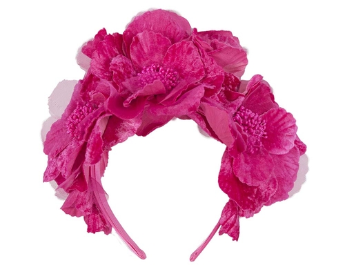 Bright Fuchsia flower halo fascinator