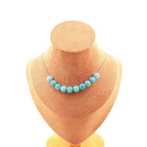 Blue Chalcedony 10 beads 8 mm necklace