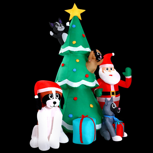 Jingle Jollys Christmas Inflatable Santa Tree 3M Lights Outdoor