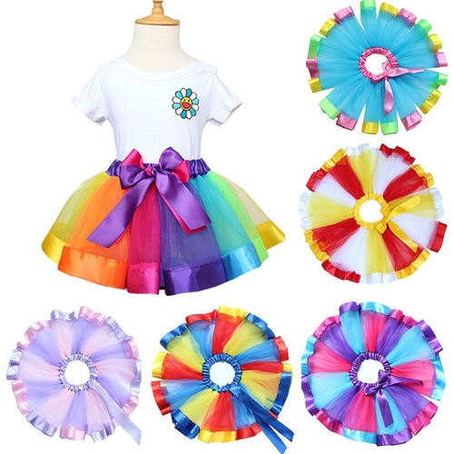 Handmade Colorful Rainbow Girls Tutu Skirt