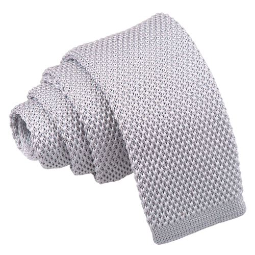 Plain Knitted Tie - Boys - Silver