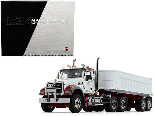 Mack Granite MP with End Dump Trailer White 1/34 Diecast Model by