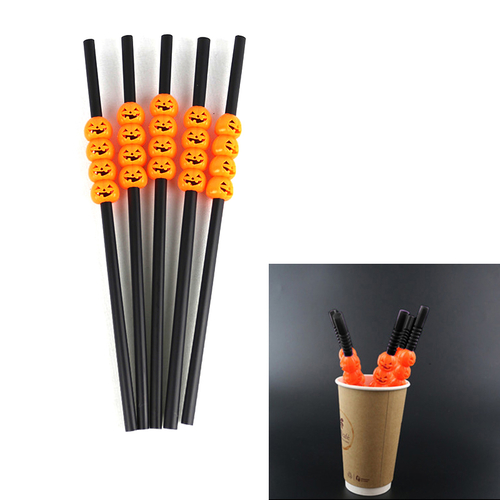  5 Pcs Phantom Straws Halloween Pumpkin Straw