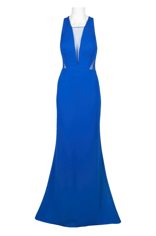 Adrianna Papell V-Neck Illusion SLeeveless Crossed Zipper Back Stretch