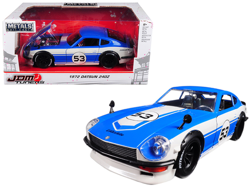 1972 Datsun 240Z #53 Blue/White \JDM Tuners\" 1/24 Diecast Model Car