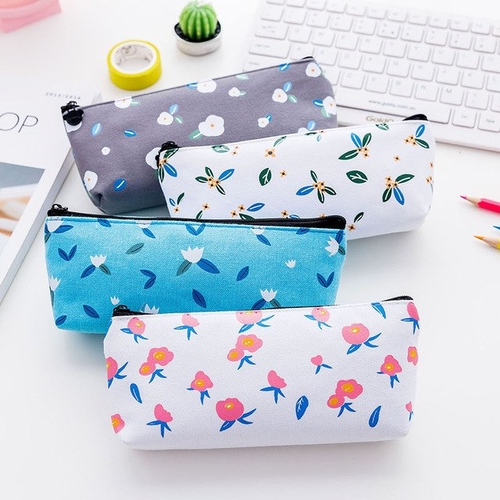 Cute Canvas Floral Pencil Case for girl Pencil Bag
