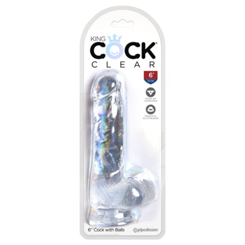 Pipedream King Cock Clear 6 in. Cock With Balls Realistic Suction Cup