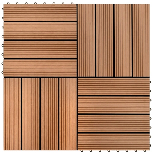 Brown 11 pcs 11.8"x11.8" Decking Tiles WPC 11 ft