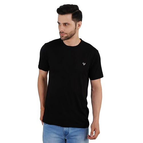 Men Cotton Fabric Half Sleeve T-Shirt (Size-2XL) (Color-BLACK)