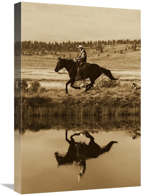 Global Gallery GCS-453702-1624-142 16 x 24 in. Cowboy Riding Horse Bes