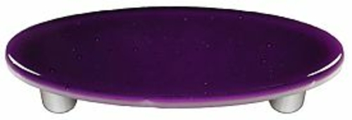 Hot Knobs HK1045-POA Violet Striker Oval Glass Cabinet Pull - Aluminum