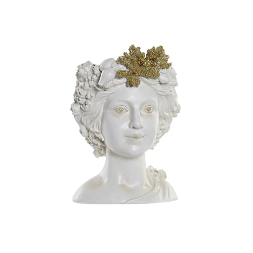 Planter DKD Home Decor Lady Golden White Resin (23 x 23 x 30 cm)